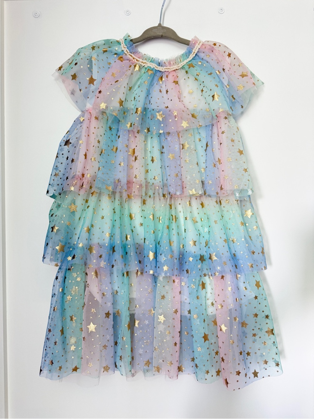 Lola + The Boys Pastel Rainbow Tulle Dress with Gold Stars. Size 5/6. EUC.